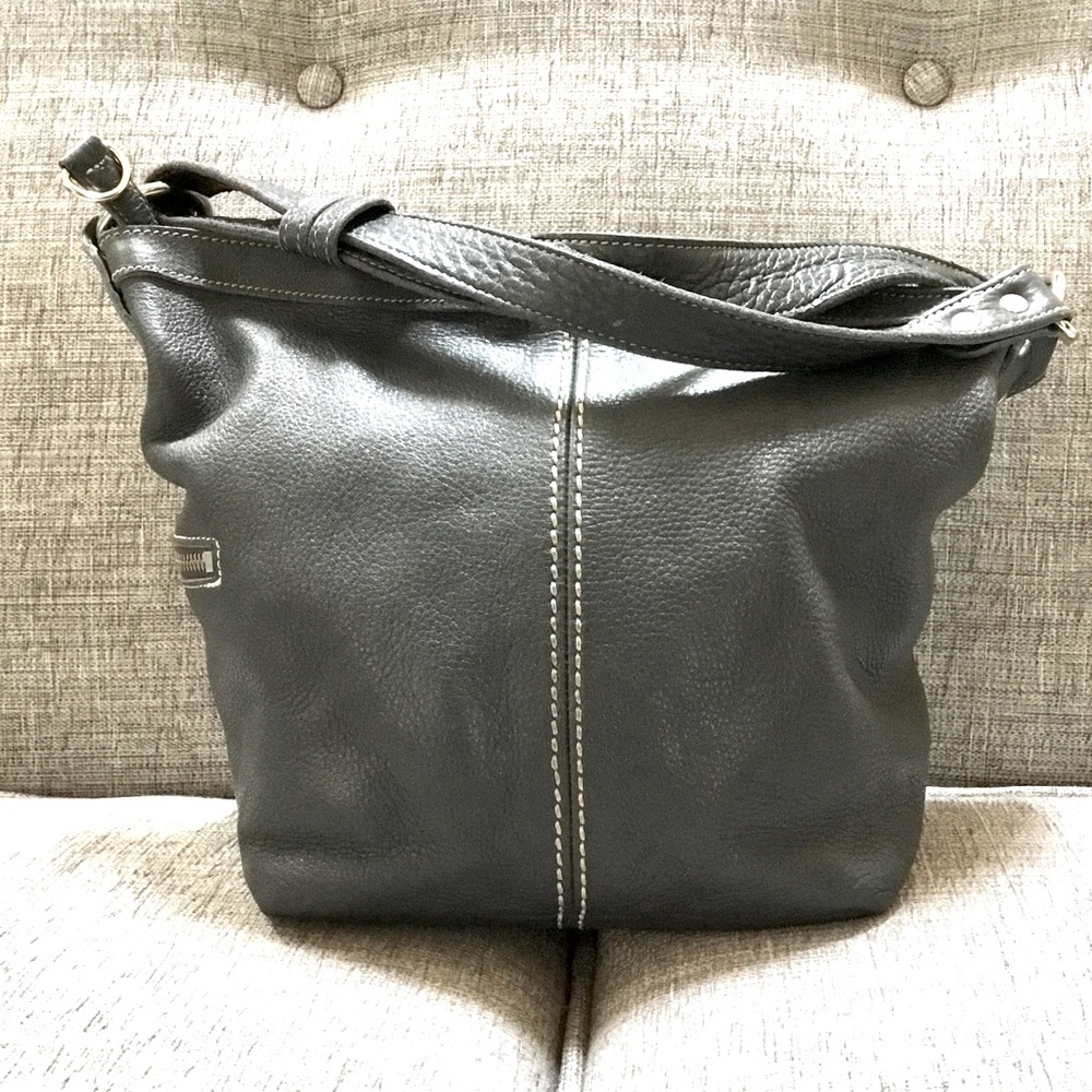 Roots Black Leather Hobo Bag